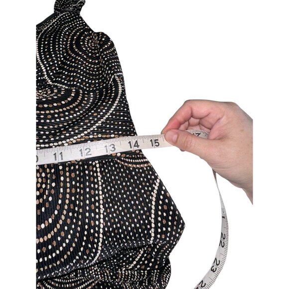 NWT Evan Picone Womens Surplice Sheath Dress Sz 6 Black Beige Gold Geometric - Picture 7 of 8